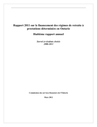 Rapport 2011 sur le financement des régimes de retraite à