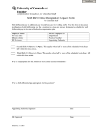 University of Colorado at Boulder Shift Differential Designation Request Form