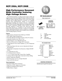 NCP1396A, NCP1396B High Performance Resonant Mode Controller featuring High--Voltage Drivers