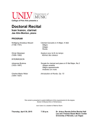 Doctoral Recital Ivan Ivanov, clarinet  Jae Ahn-Benton, piano