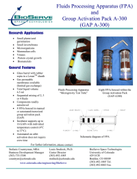 Fluids Processing Apparatus (FPA) and Group Activation Pack A-300 (GAP A-300)