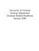 University of Vermont Geology Department Graduate Student Handbook January 2008