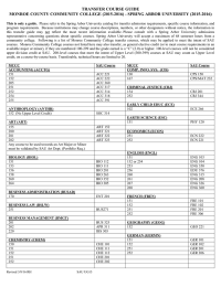 TRANSFER COURSE GUIDE