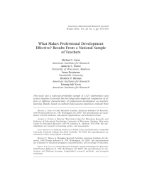 What Makes Professional Development Effective? Results From a National Sample of Teachers